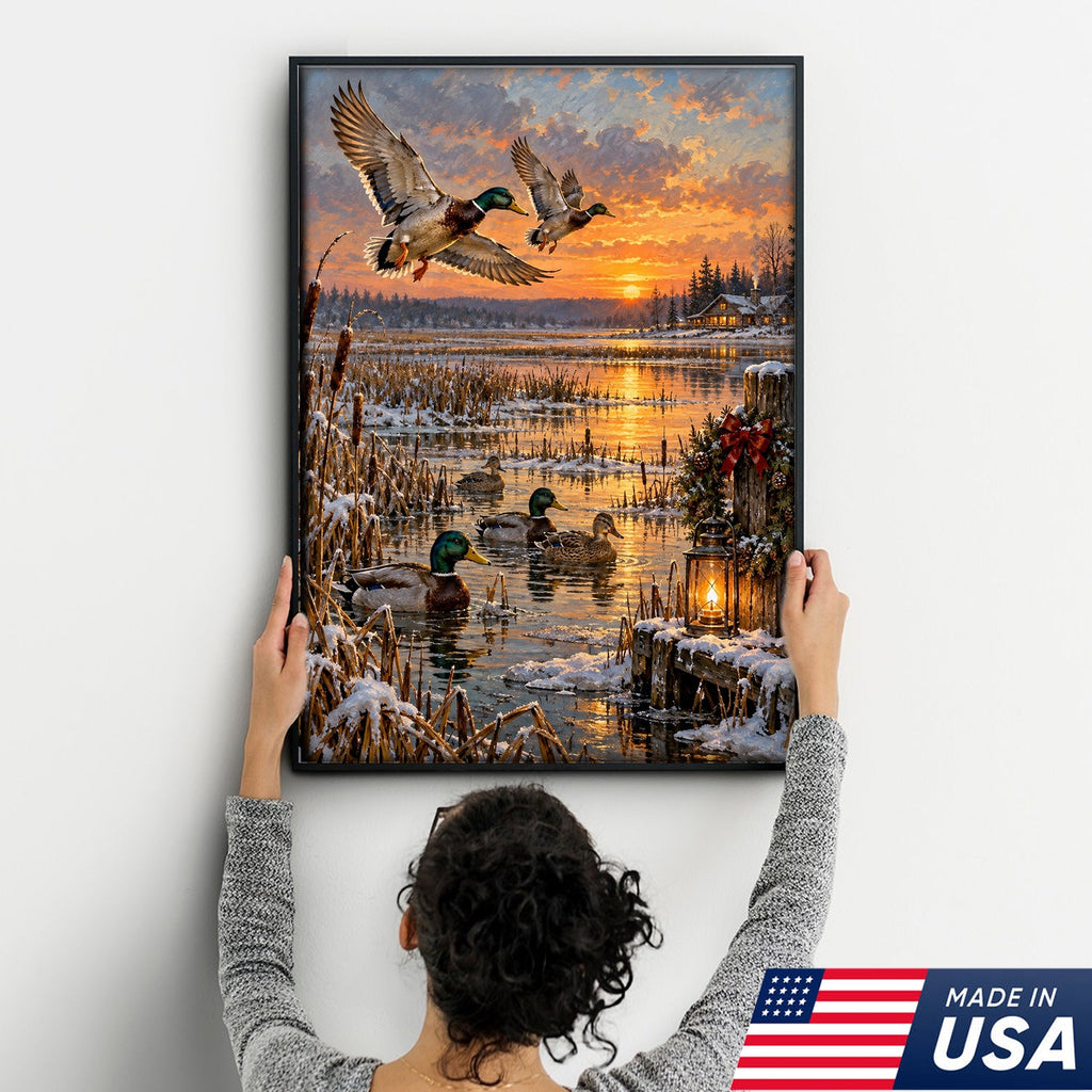 Christmas Mallard Sunset Canvas