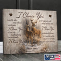 I Choose You Deer Couple Canvas Print, Romantic Woodland Love Wall Art Personalized Gift