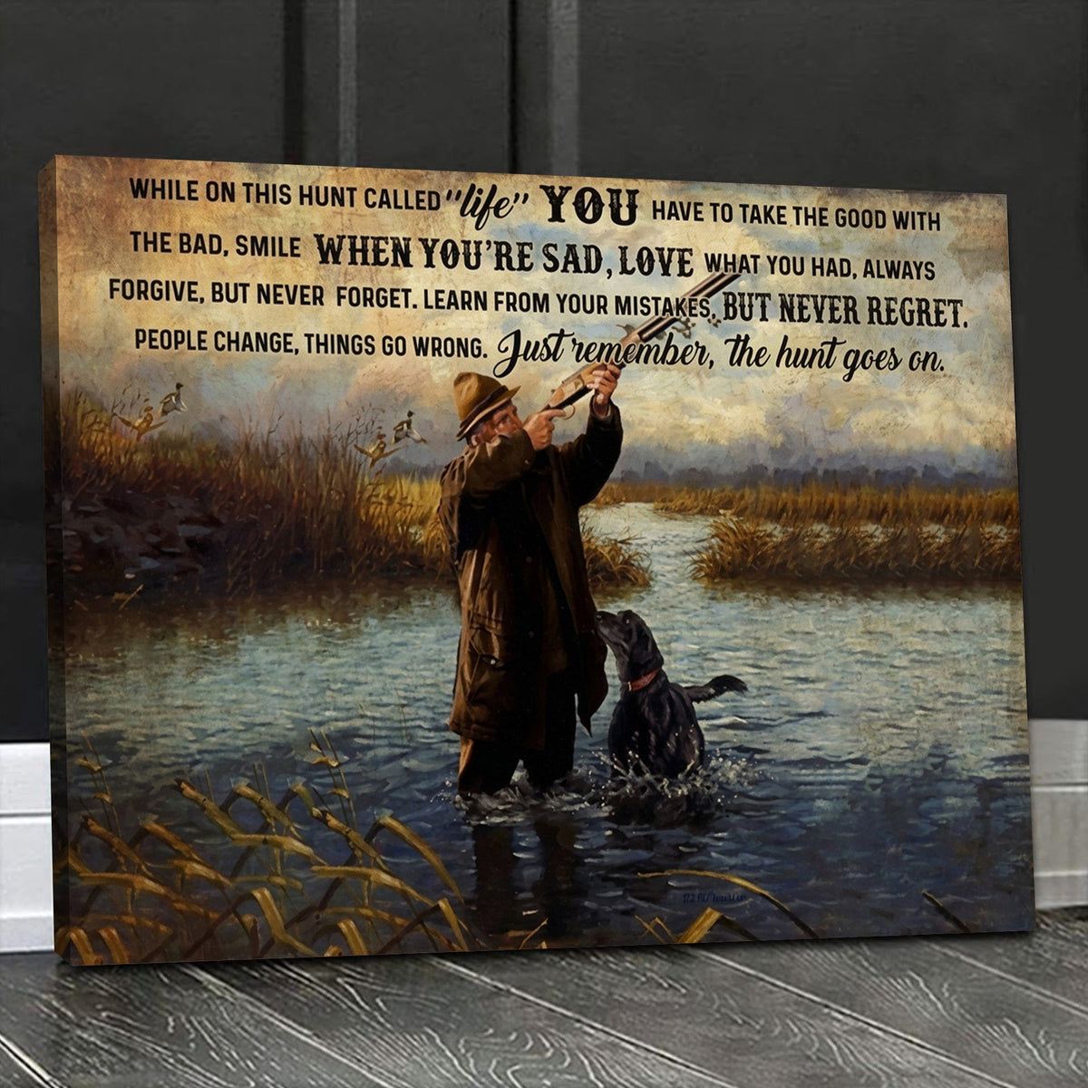 Hunting Life Canvas Wall Art – Motivational Hunting Quote Decor for Hunters