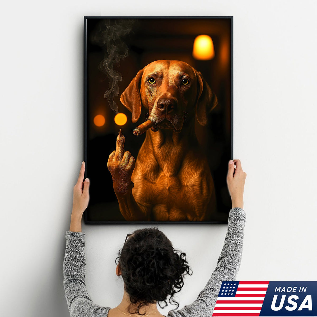Funny Smoking Dog Canvas – Badass Gift for Hunters & Dog Lovers