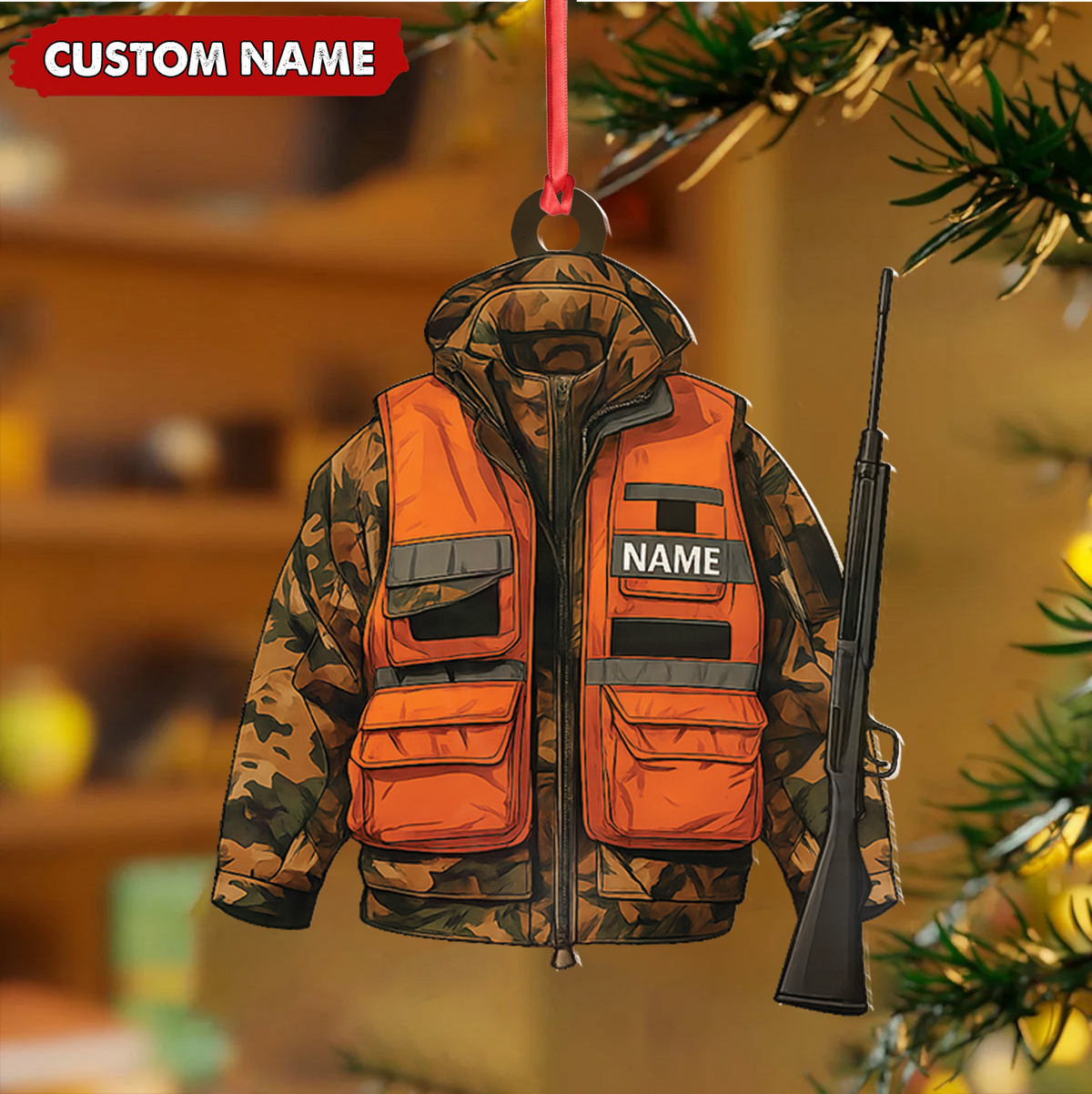 Personalized Hunter Ornament – Custom Camo Jacket Christmas product image 5