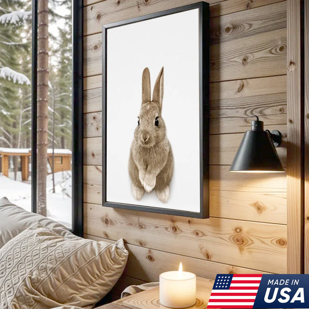 Cute Bunny Trio Wall Art Canvas Set, Minimalist Animal Nursery Illustration