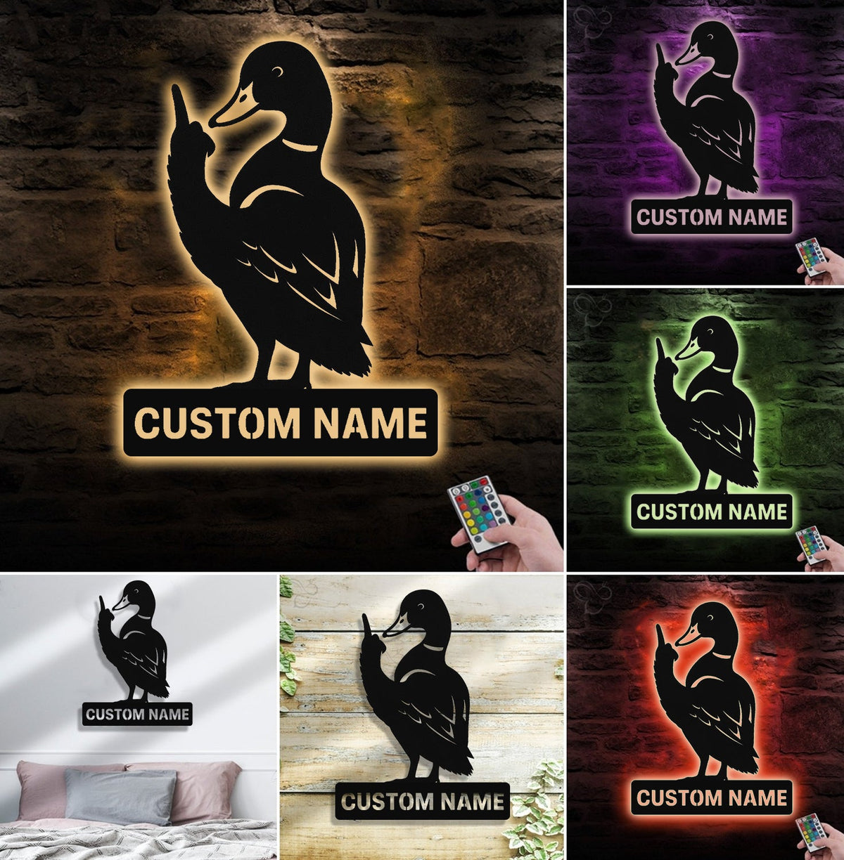 Personalized Funny Duck Metal Sign WITH LED/WITHOUT LED, Unique Hunting Cabin Wall Decor