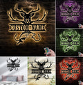 Personalized Deer & Fish Metal Sign WITH LED/WITHOUT LED Light Rustic Cabin Wall Decor Hunter Fisher Gift