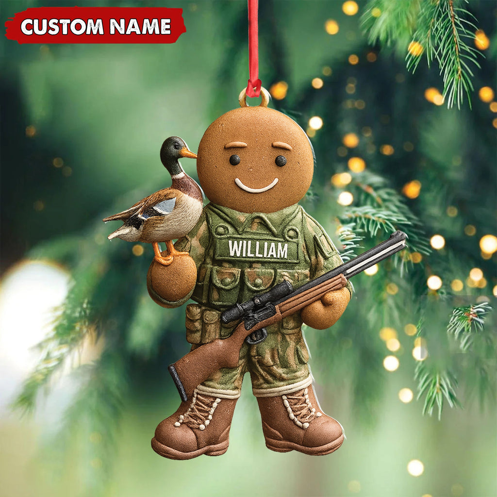 Personalized Hunter Gingerbread Christmas Ornament – Funny Acrylic Holiday Decor Gift