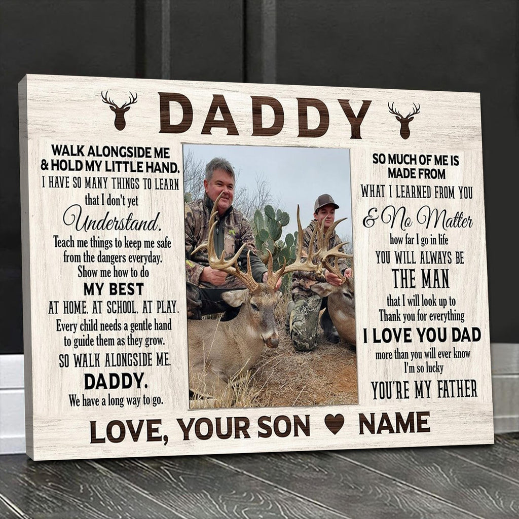 Personalized To My Dad Hunting Canvas – Daddy Gift from Son, Custom Name Hunting Wall Art