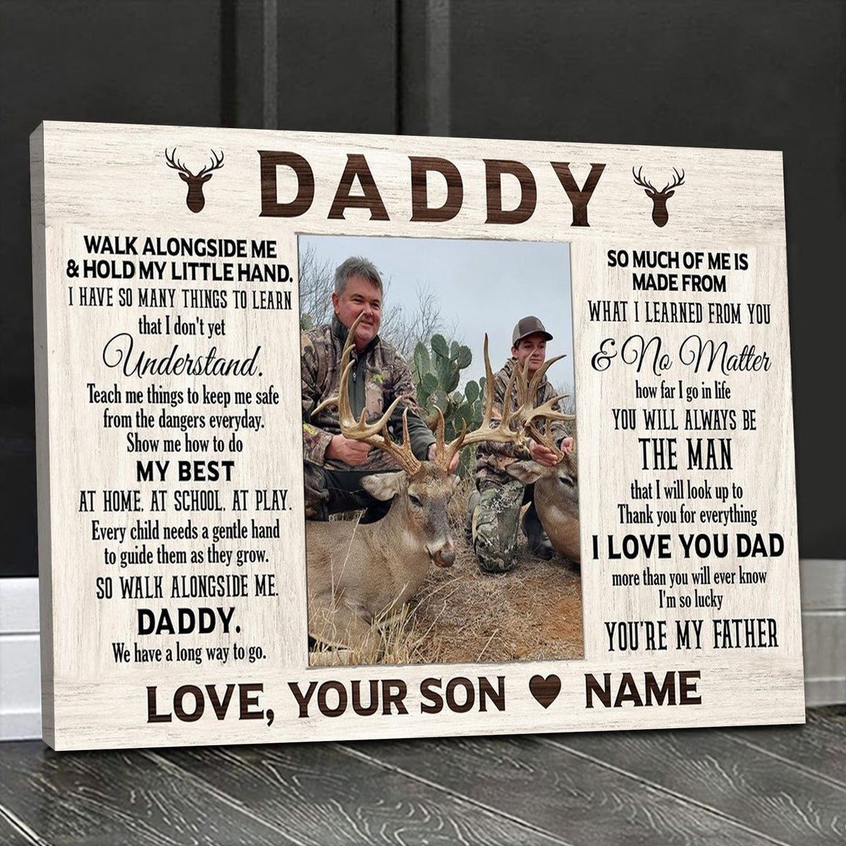 Personalized To My Dad Hunting Canvas – Daddy Gift from Son, Custom Name Hunting Wall Art