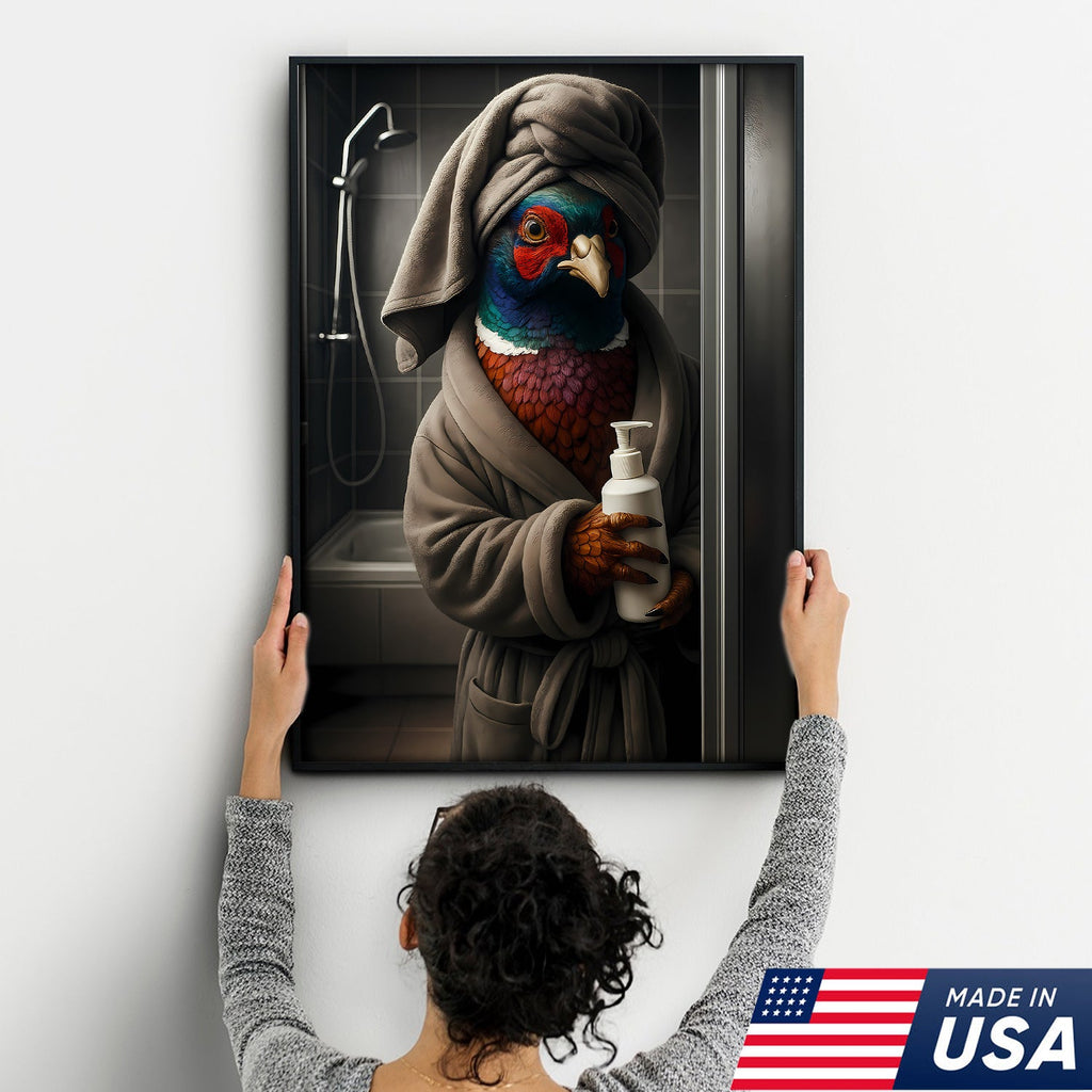 Funny Pheasant Bathroom Canvas – Hilarious Gift for Hunters & Outdoorsmen- Rustic Wall Art