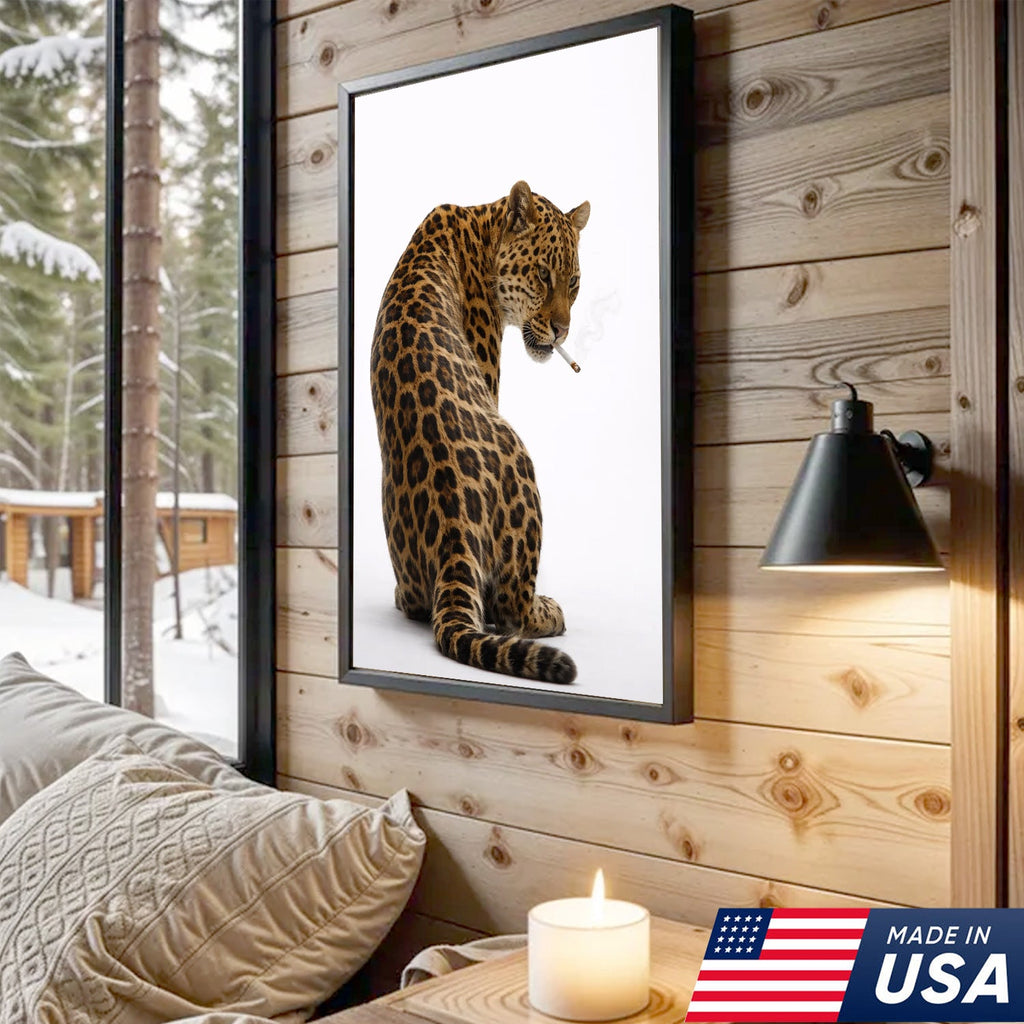 Funny Leopard Wall Art Canvas Set, Cool Animal Triptych Print