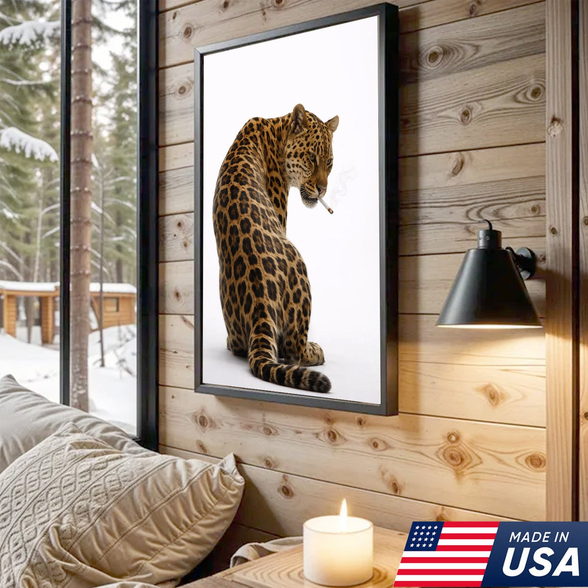 Funny Leopard Wall Art Canvas Set, Cool Animal Triptych Print