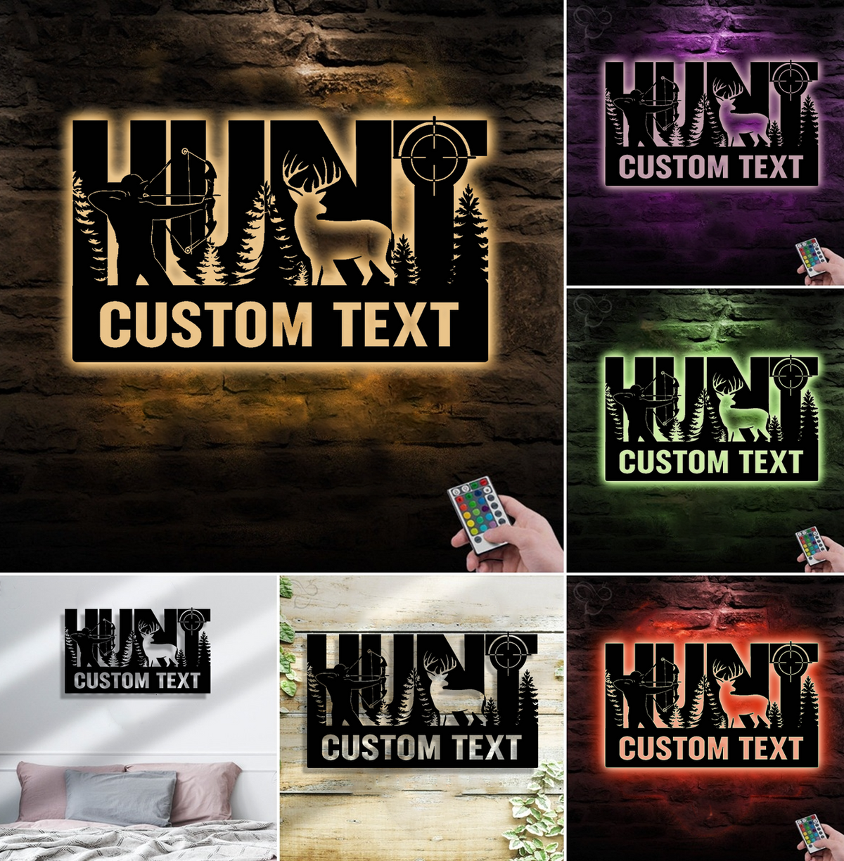 Personalized Bow Hunter Metal Sign WITH LED/WITHOUT LED, Custom Name Deer Light