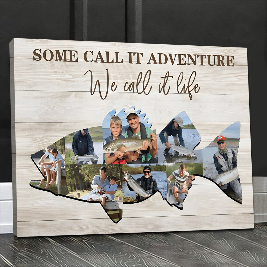 Custom Photo Fishing Memories Canvas Personalized Wall Art for Cabin & Home