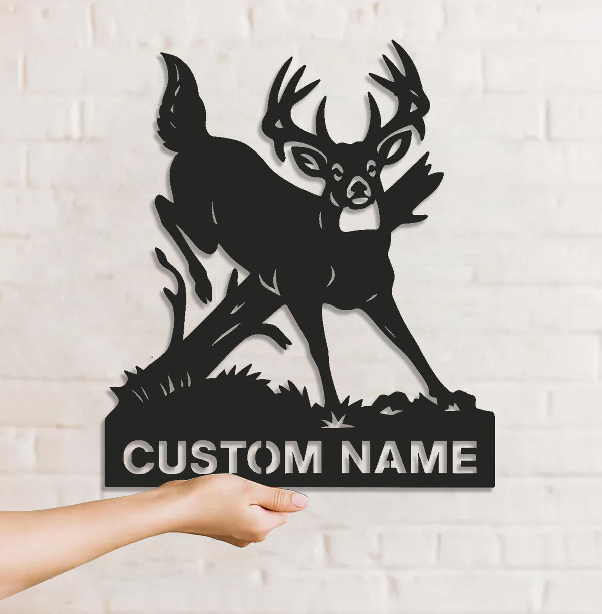 Personalized Deer Hunting Buck Metal Sign WITH LED/WITHOUT LED – Rustic Cabin Wall Decor
