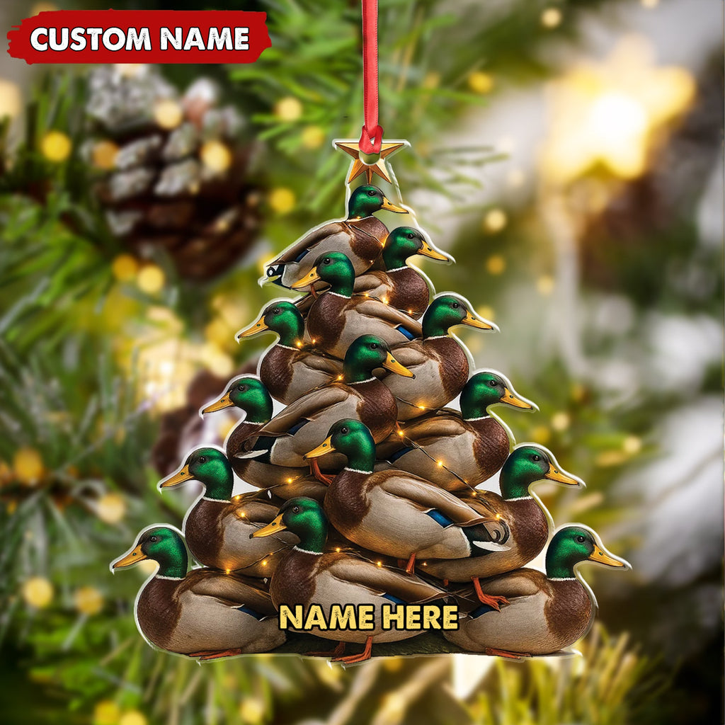 Personalized Acrylic Mallard Duck Christmas Tree Ornament - Custom Hunting Holiday Decoration