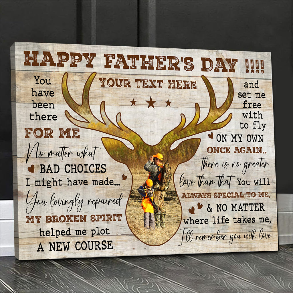 Personalized Happy Father's Day Hunting Canvas – Custom Gift for Dad Hunter, Deer Hunting Wall Art