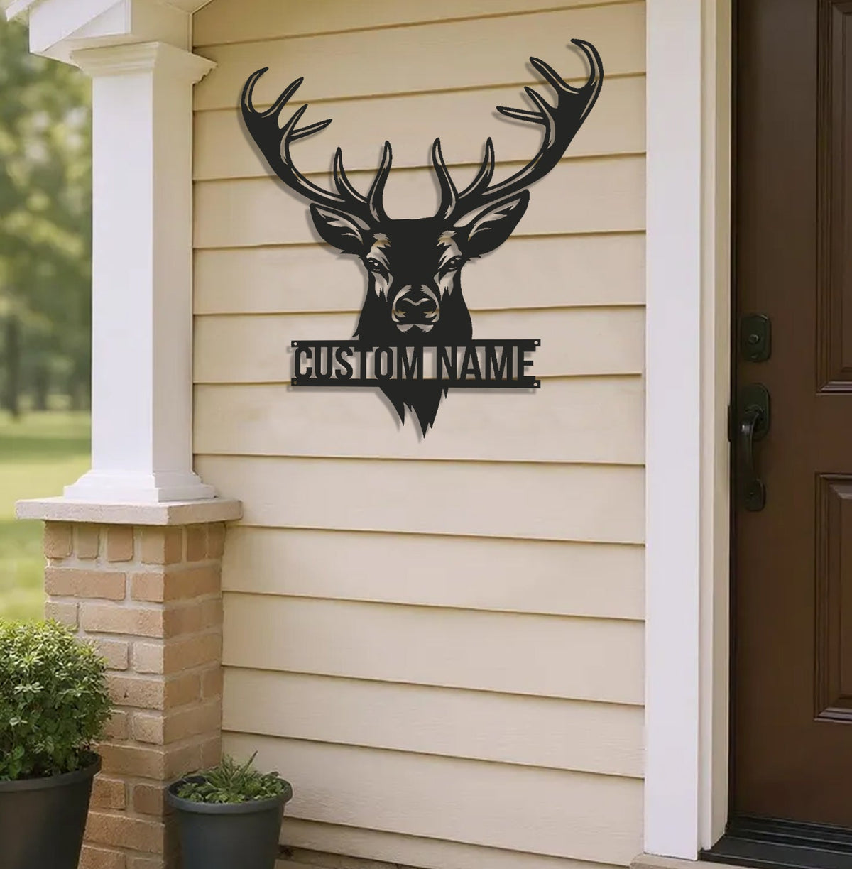 Personalized Deer Head Metal Sign WITH LED/WITHOUT LED – Rustic Hunting Cabin Wall Decor
