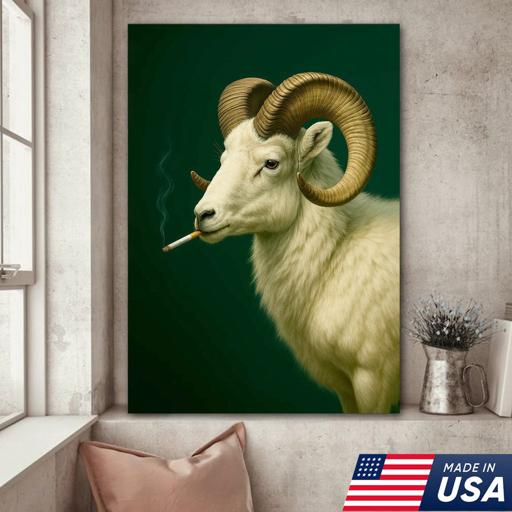 Dall Sheep Wall Art Canvas - Rustic Wildlife Decor for Cabin & Lodge - Hunting Gift Artwork