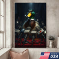 Confident Duck Press Conference Canvas Wall Art, Funny Animal Leader Humor Artwork