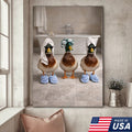 Funny Duck Spa Bathroom Canvas Wall Art, Whimsical Farm Animal Self Care Illustration