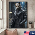 Noir Wolf Detective Canvas Wall Art, Cool in Leather Coat product image 1