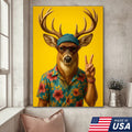 Cool Deer with Hawaiian Shirt Wall Art – Funny Animal product image 1
