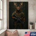 Tactical Deer Canvas Art – Elite Antlered Warrior in Combat Gear