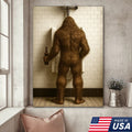 Bigfoot Funny Canvas Wall Art – Hilarious Bathroom Humor Decor – Rustic Cabin Gag Gift