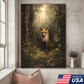 Enchanted Forest Fox Canvas Wall Art, Mystical Woodland Animal Portrait
