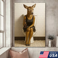 Funny Doe Canvas Wall Art – Hilarious Bathroom Humor Decor – Rustic Cabin Lodge Gag Gift
