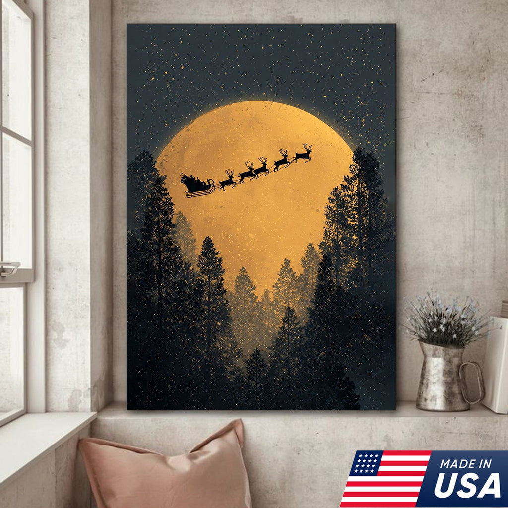 Golden Moon Santa Canvas