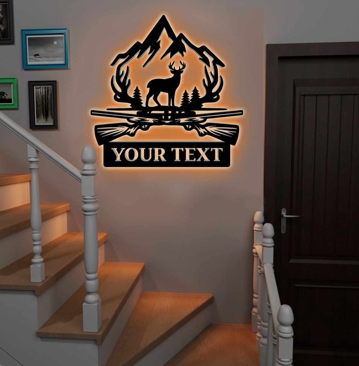 Personalized Deer Hunter Metal Sign WITH LED/WITHOUT LED, Custom Name Buck Light