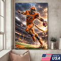 Tiger Football Athlete Canvas Wall Art – Action Stadium Sports Print