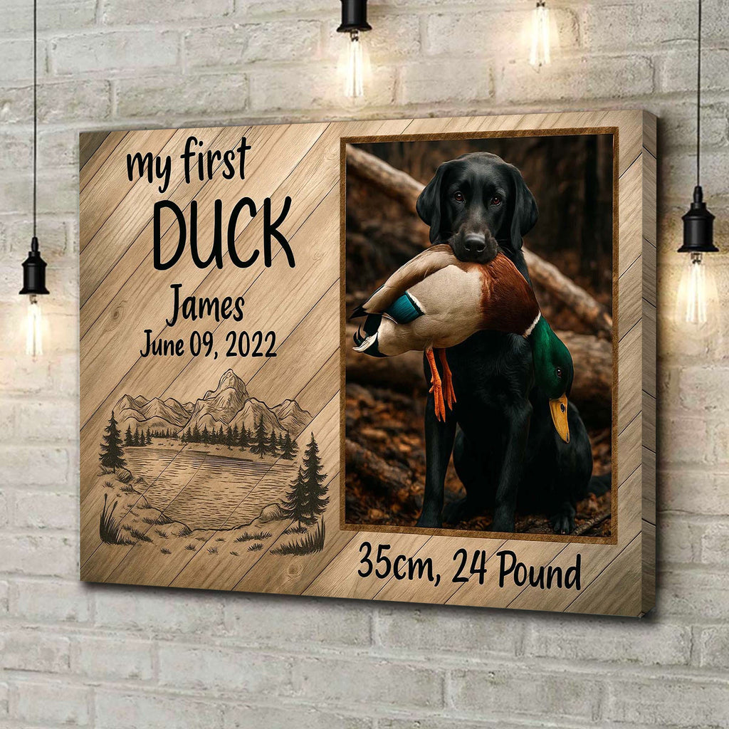 My First Duck Hunting Personalized Canvas, Custom Labrador Retriever Photo Wall Art