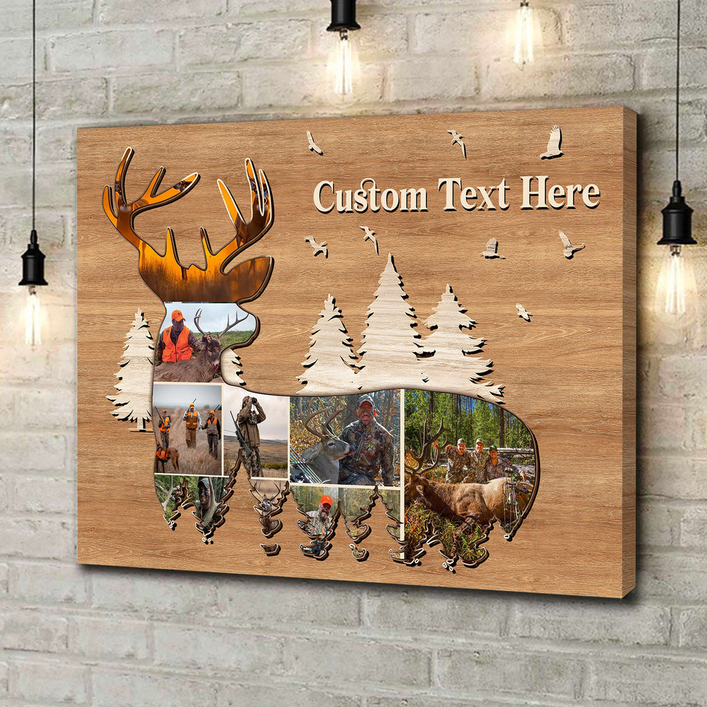 Custom Hunting Photo Collage Deer Wall Art Canvas - Personalized Hunter Gift