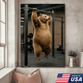 Strong Bear Gym Canvas Wall Art – Realistic Animal Workout Print