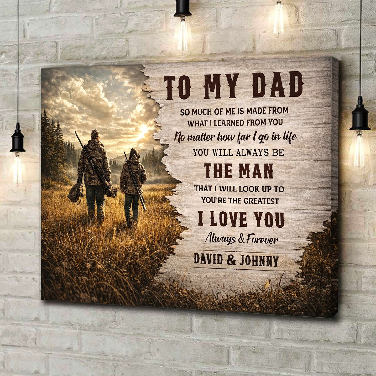 To My Dad Hunting Canvas Print, Personalized Dad Hunter Canvas Decor