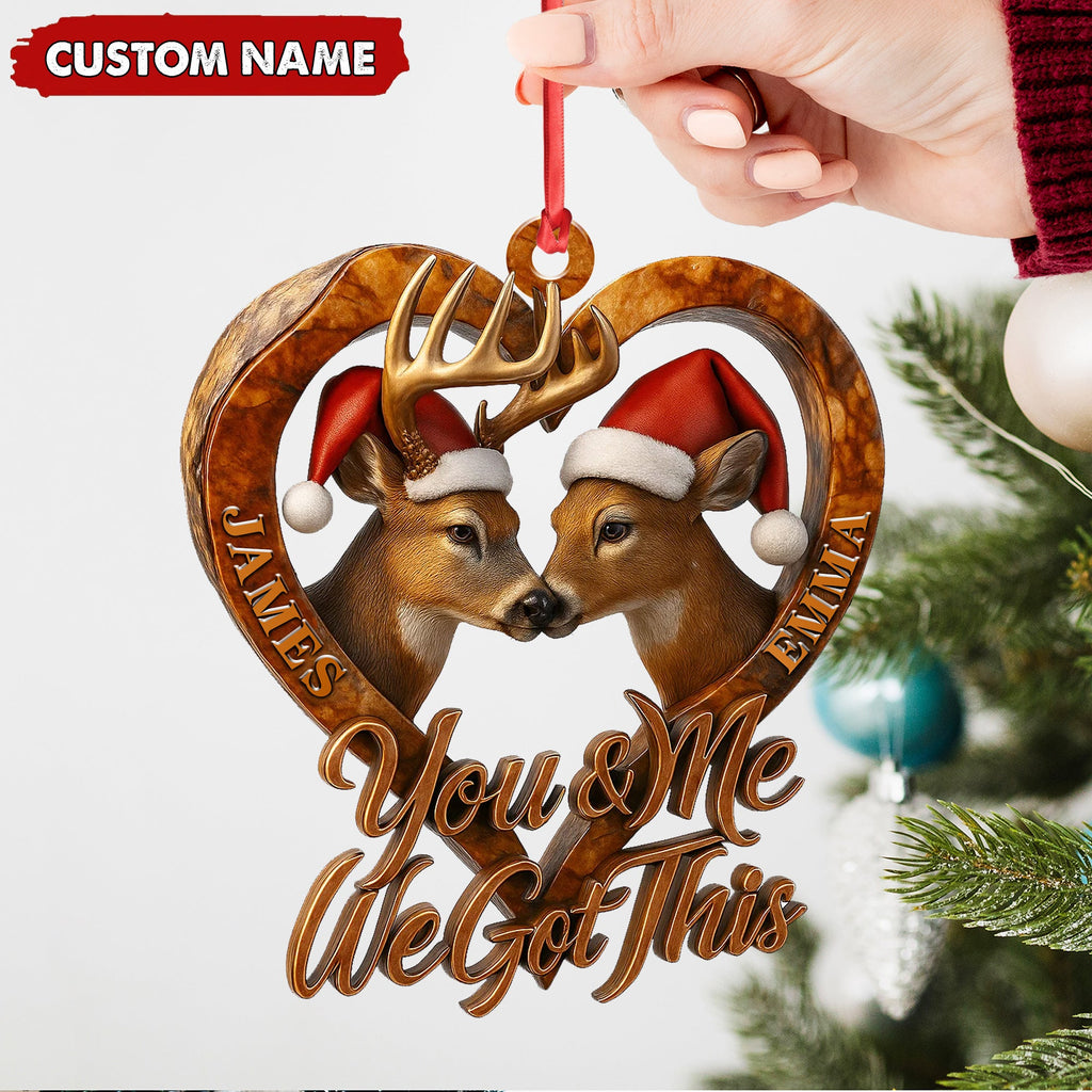 Personalized Deer Couple Christmas Ornament, You & Me We Got This Custom Name Gift