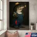 Funny Fisherman Bass Canvas, Rustic Fishing Wall Art, Humorous Country Fish Lover Decor