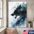 Wolf Forest Canvas Wall Art – Wild Wilderness Mountain Decor – Rustic Cabin & Lodge Artwork