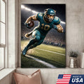 Fierce Cheetah Football Canvas Wall Art – Speed Hunter Athlete Stadium Action Print