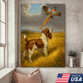 Hunting Dog and Pheasant Canvas Wall Art – Rustic Wildlife Scene – Lodge and Cabin Decor