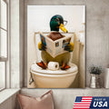 Funny Duck Bathroom Canvas Wall Art – Unique Gift for Hunters, Wildlife Lovers & Cabin Decor