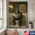 Funny Gorilla Bathroom Wall Art Canvas, Toilet Humor Decor for Men’s Restroom