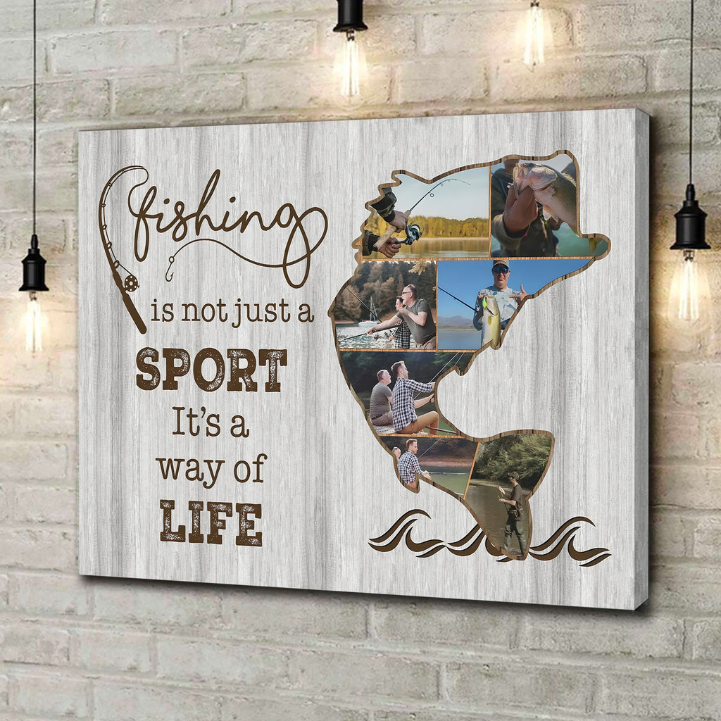 Custom Photo Fishing Is Not Just a Sport Canvas Wall Art – Fishing Gift for Dad, Fisherman Wall Decor