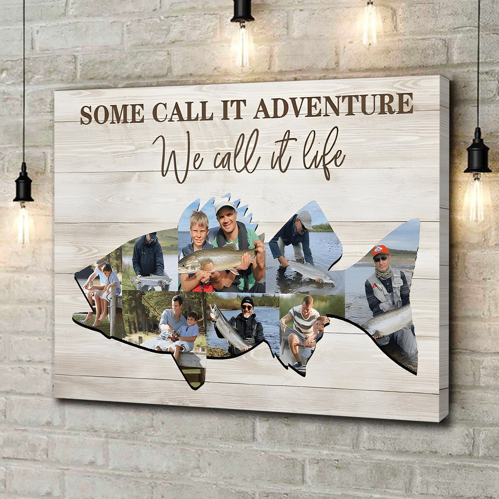 Custom Photo Fishing Memories Canvas Personalized Wall Art for Cabin & Home