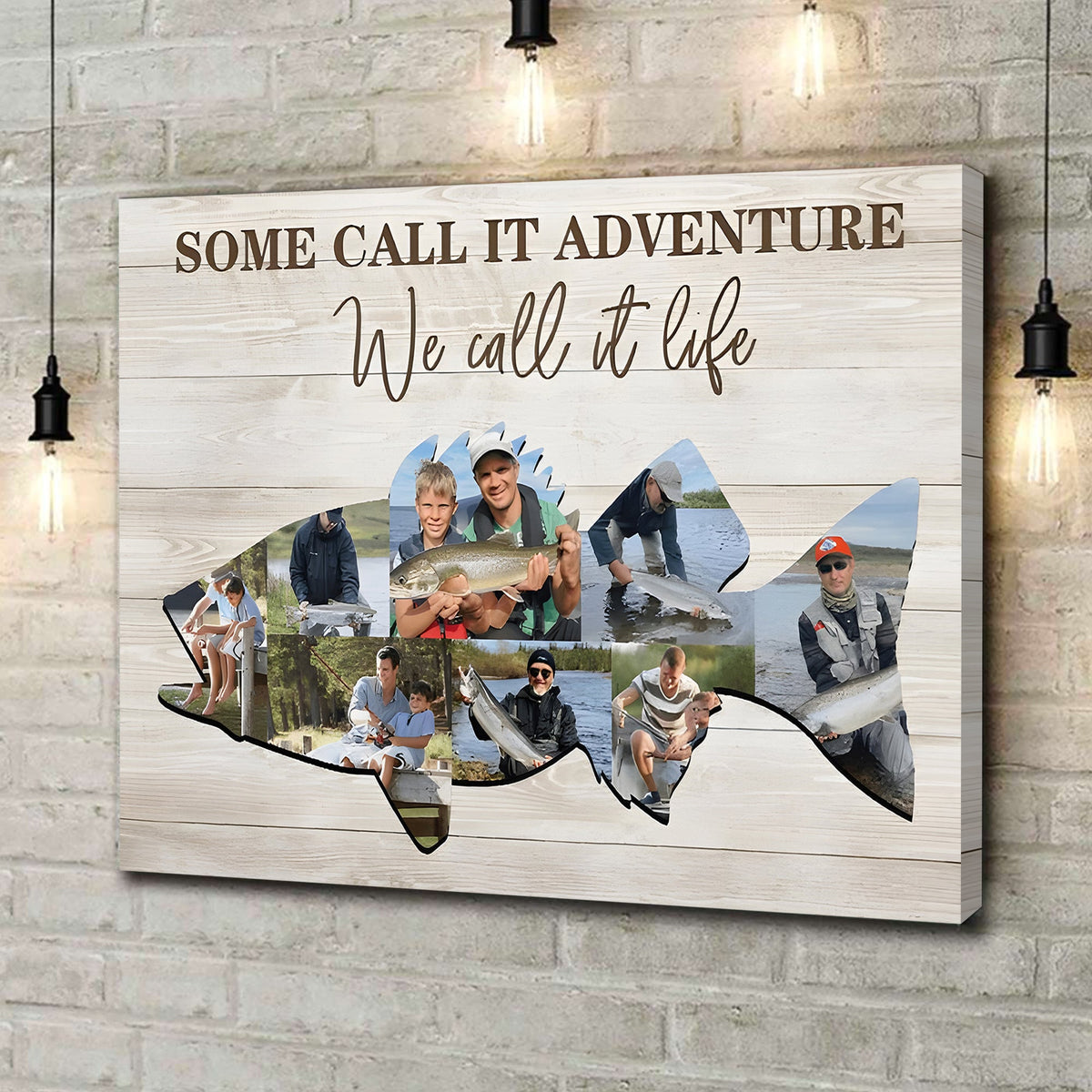 Custom Photo Fishing Memories Canvas Personalized Wall Art for Cabin & Home