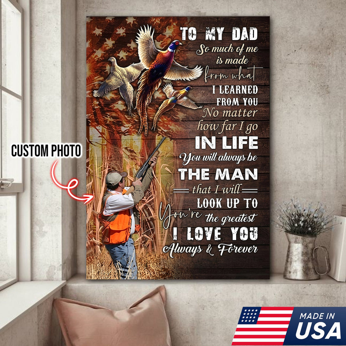 Personalized To My Dad Hunting Canvas Wall Art – Gift from Son to Dad, Duck Hunting Canvas Print