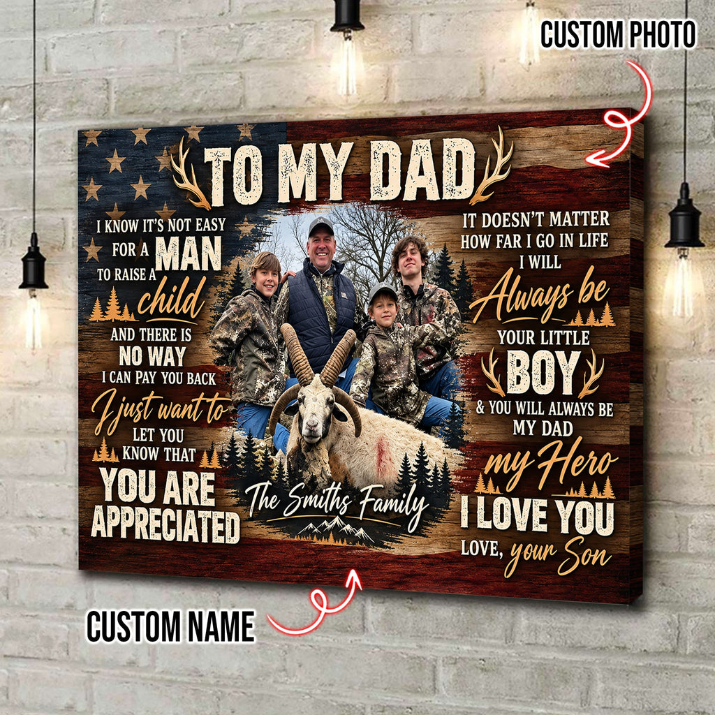 Personalized To My Dad Hunting Canvas