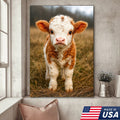 Cute Highland Cow Calf Canvas Art – Adorable Baby Cow Portrait