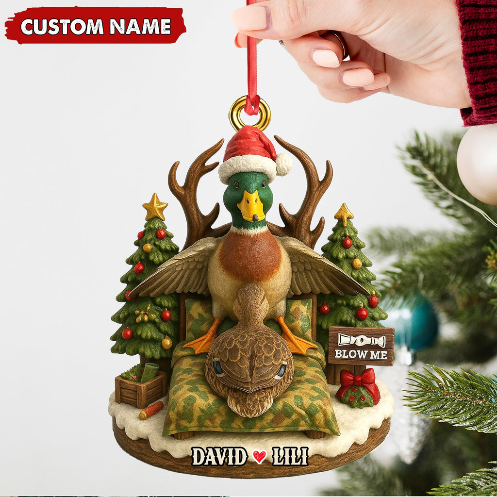 Funny Duck Hunter Couple Ornament, Personalized Christmas Gift for Hunting Lovers